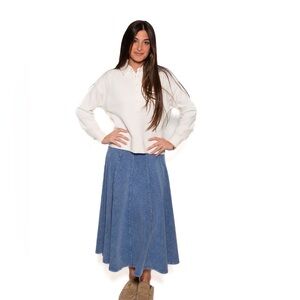 Hard Tail Blue Denim A-Line Maxi Skirt